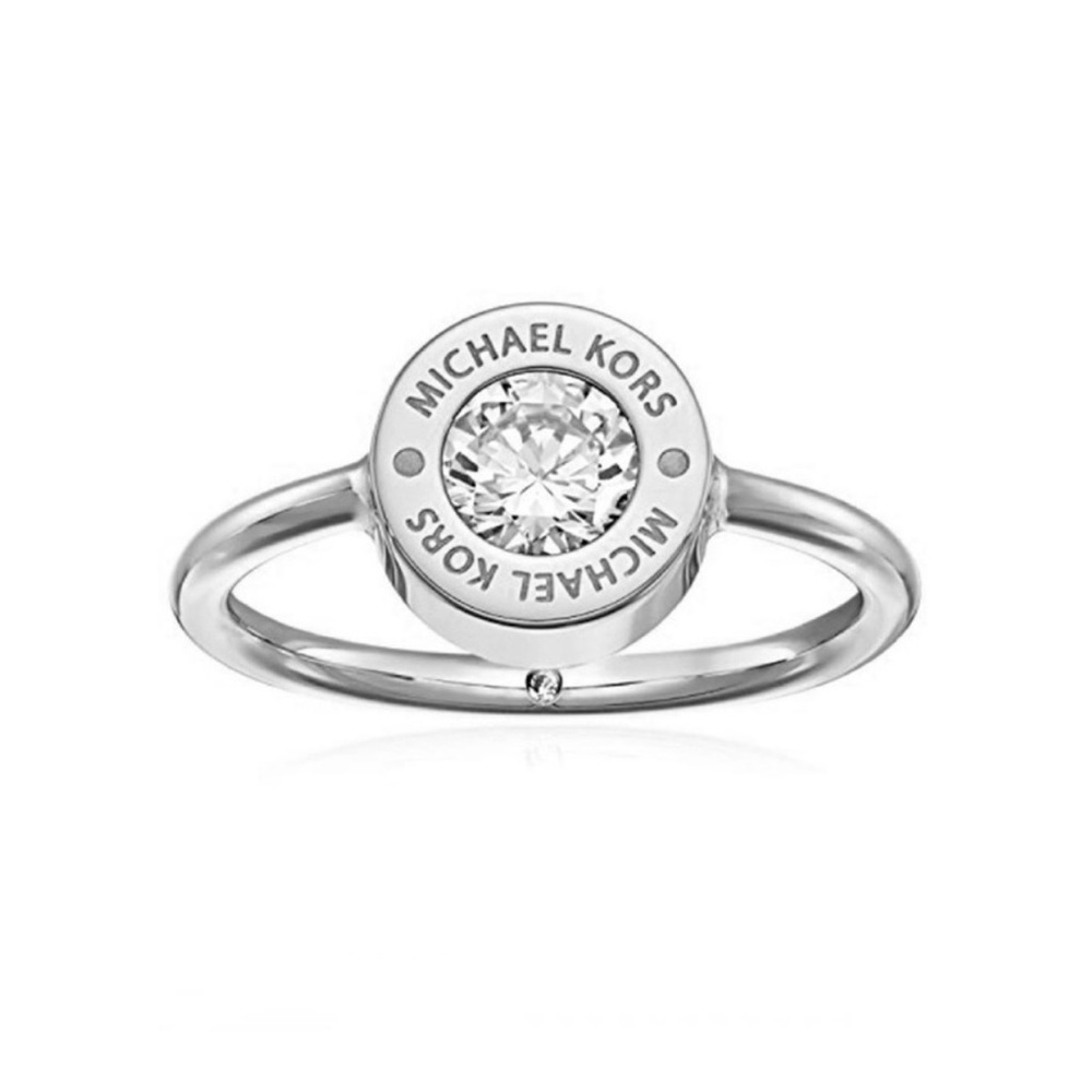 $89 Michael Kors Silver-Tone Logo Ring size 6